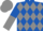 Royal blue and grey diamonds, halved sleeves, grey cap