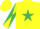 YELLOW, EMERALD GREEN star, diabolo on sleeves, YELLOW cap