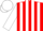 Red, white 'r', black and white stripes on sleeves, white cap