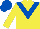 Yellow, royal blue chevron, royal blue cap