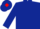 Dark blue body, dark blue arms, dark blue cap, red diamond