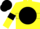 Yellow, Black disc, armlets and hoop on cap