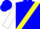 Blue, yellow sash, lavender band on white sleeves, blue cap