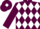 Maroon & white diamonds, white diamond on cap