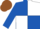 Royal blue & white quartered, royal blue slvs, brown cap