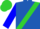 Royal blue, 'mm's', lime green sash, blue sleeves, lime green cap