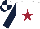 White, Maroon star, Dark Blue sleeves, Dark Blue and White quartered cap