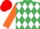 Emerald Green And White Diamonds, Orange Sleeves, red Cap