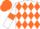 White and Orange diamonds, White sleeves, Orange armlets, Orange cap
