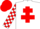 White, Red Cross of Lorraine, Red and White check sleeves, Red cap