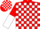 Dark red and white blocks, red and white halved sleeves