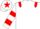 White, red epaulettes, hooped sleeves, red star on cap