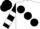 White, large Black spots, Black and White hooped sleeves, Black cap