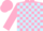 Pink & light blue check, pink sleeves & cap