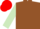 Brown, light green slvs, red cap