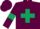 Maroon body, dark green cross belts, maroon arms, dark green armlets, maroon cap