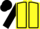 Yellow body, black seams, black arms, black cap