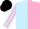 Light blue and pink (halved), striped sleeves, black cap