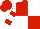 Red and white quarters, red hoops on white sleeves, red cap
