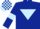Dark Blue, Light Blue inverted triangle and armlets, check cap