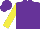 Purple, yellow sleeves, purple cap