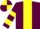 Maroon, Yellow stripe, hooped sleeves, quartered cap