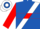 Royal blue, white sash, red hoop on sleeves