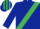 Dark blue, emerald green sash, emerald green armlet, striped cap