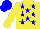 Yellow, blue stars, blue cap