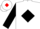 White, red seam on front, silver 'war' on black diamond on back, red & black diamond sleeves