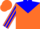 Orange, Blue Yoke, striped sleeves, orange cap
