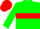 Forest green, red hoop, red cap