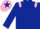 Dark blue, pink epaulettes, pink cap, dark blue star