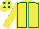 Yellow, Dark Green seams, Yellow cap, Dark Green spots