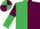 Emerald Green and Maroon (halved), sleeves reversed, Emerald Green and Maroon quartered cap