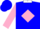 Blue, blue '4h' on pink diamond on back, pink sleeves, white cuffs & collar