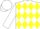 White body, yellow diamonds, white arms, white cap