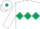 White body, dark green triple diamond, white arms, white cap, dark green diamond
