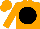 Orange body, black disc, orange arms, orange cap