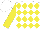 White body, yellow diamonds, yellow arms, white cap