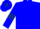 Blue body, blue arms, dark blue armlets, blue cap, dark blue star