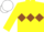 Yellow, brown triple diamond & armlet, white cap