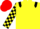 Yellow, Black epaulets, check sleeves, Red cap