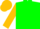 Green, gold 'ek' in gold horseshoe, green hoop on gold sleeves, green and gold cap