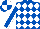 Royal Blue and White diamonds, Royal Blue sleeves, White seams, quartered cap