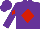 Purple, red diamond, red diamond on sleeves, purple cap