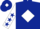 Dark blue body, white diamond, white arms, dark blue stars, dark blue cap, white diamond