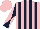 Pink and Dark Blue stripes, Dark Blue and Pink diabolo on sleeves, Pink cap
