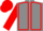 Grey body, red seams, red arms, red cap