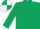 Dark green body, dark green arms, white cap, dark green quartered